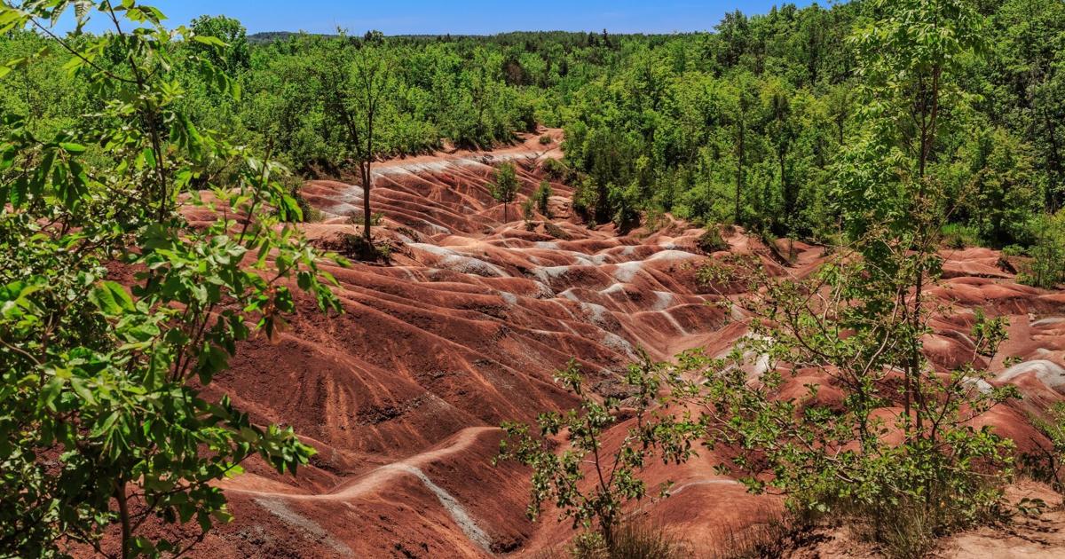 Terrain rouge rare dans un charmant village de l'Ontario, âgé de plus de 400 millions d'années, un phénomène hors du commun